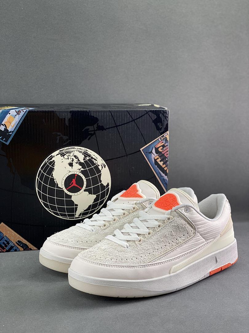 Air Jordan 2 Retro Low Craft Sail Safety Orange DX4401-118 Men's Sneakers