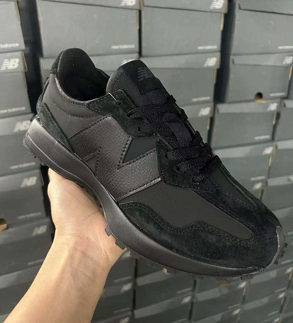 New Balance 327 Triple Black Men's Women's Lifestyle Sneakers Shoes MS327LAB