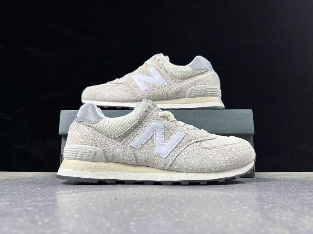 New Balance 574 Sea Salt with Classic Grey Suede Mesh Lifestyle Sneakers Men's Women's Classic Retro Shoes