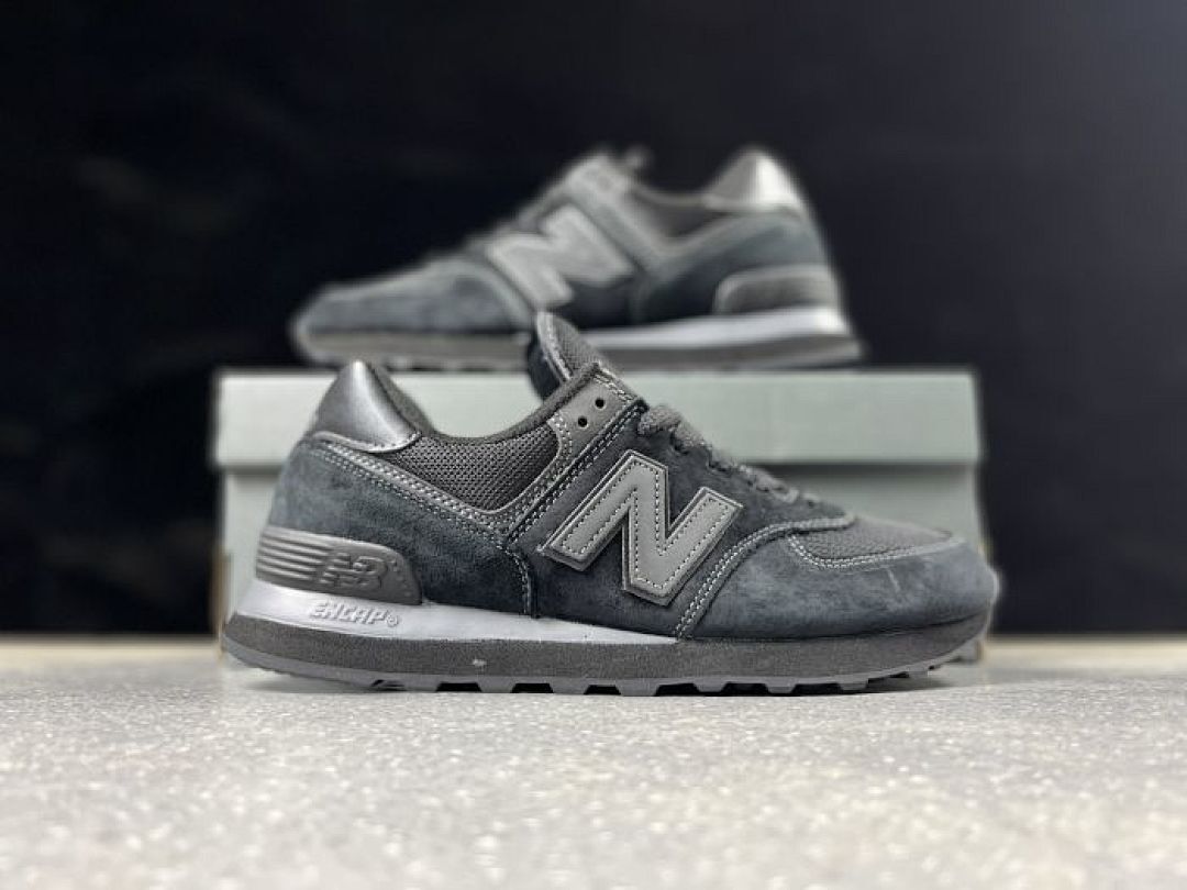 New Balance 574 Classic Lifestyle Sneakers Dark Grey Suede Mesh Men's Women's Shoes ML574EGG - Image 5