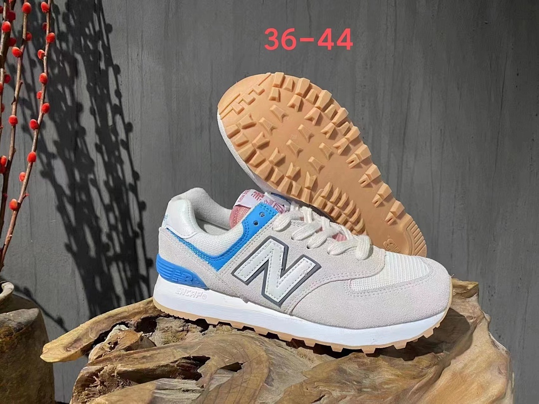 New Balance 574 Light Grey Blue White Gum Sole Lifestyle Trainers