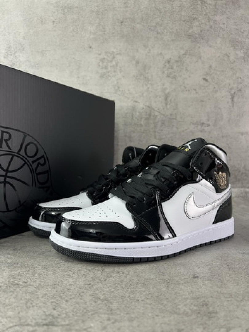 Air Jordan 1 Low SE All-Star 2021 Black White Patent Leather Metallic Silver Gold DD1650-001 Men's Sneakers