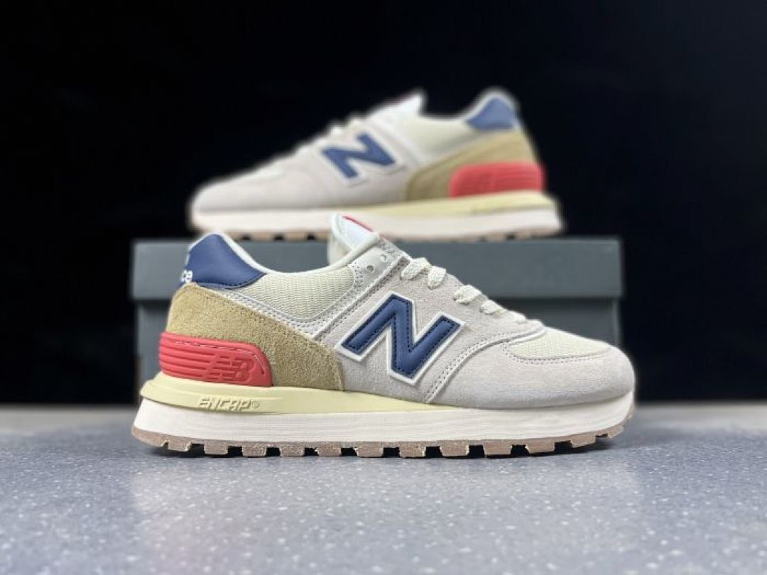 New Balance 574 Legacy Light Grey Navy Red Tan Cream Unisex Lifestyle Sneakers Trainers