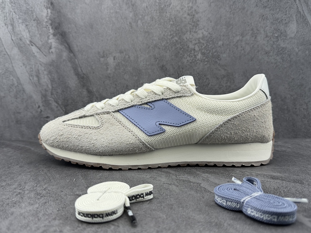 New Balance 320 Angora Natural Indigo U320AE Retro Running Shoes Cream Blue Suede Mesh Trainers