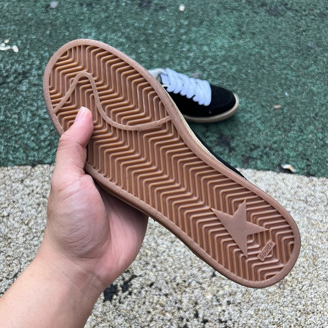 Golden Goose Ball Star Sneakers Black Suede White Star Distressed Sole 9 on Heel - Image 6