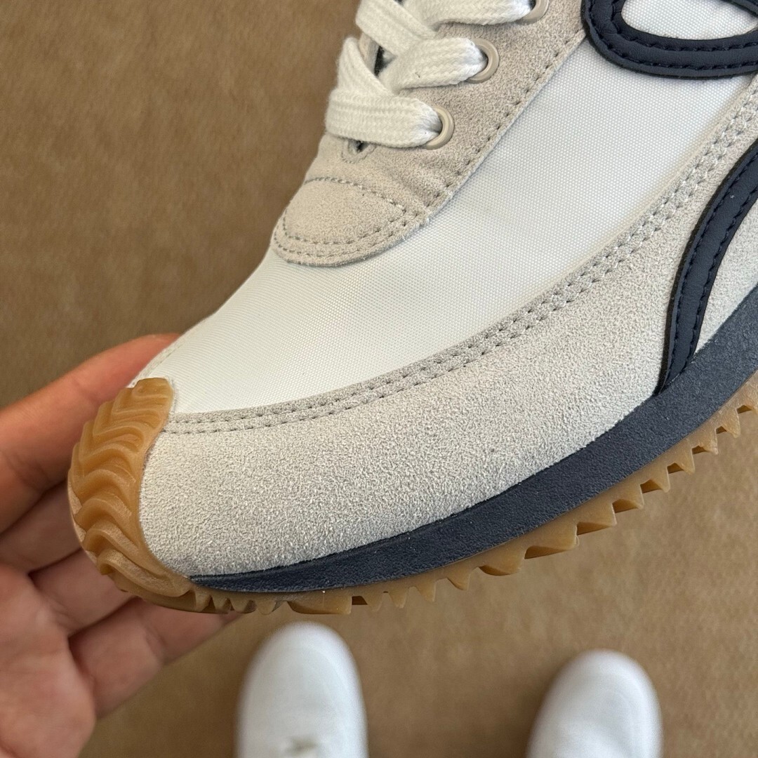 Loewe Flow Runner in nylon and suede White/Navy - Image 5