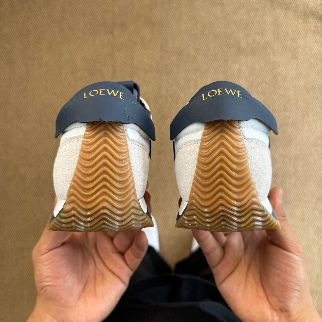 Loewe Flow Runner in nylon and suede White/Navy - Image 8