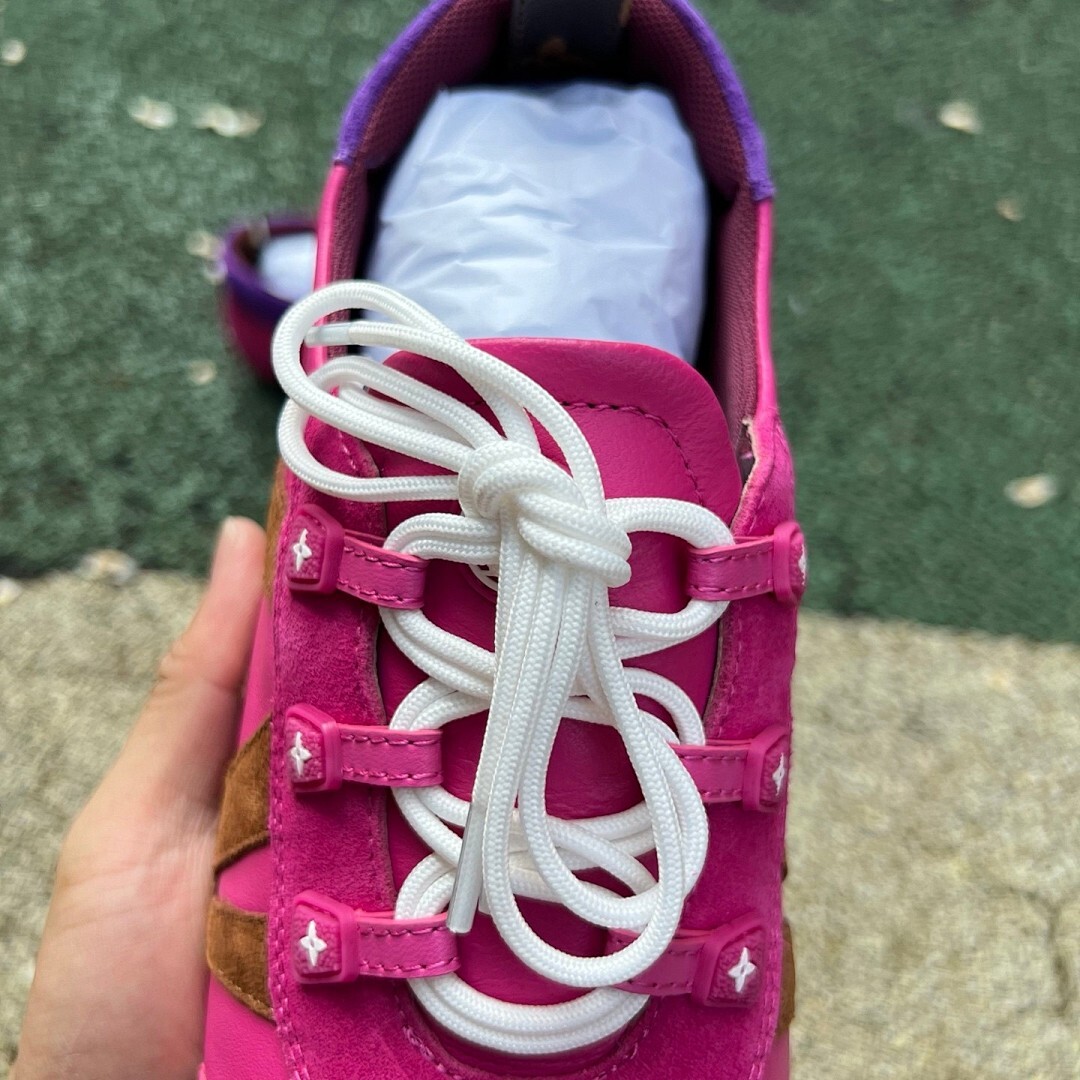 Louis Vuitton Run Away Sneaker Pink Suede Leather Brown Purple - Image 5