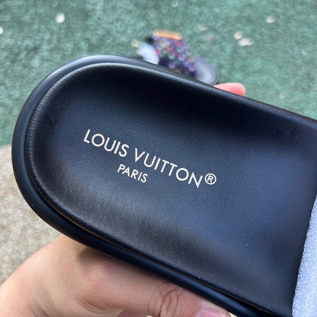 Louis Vuitton Pool Pillow Flat Mule Monogram Rainbow Black - Image 4