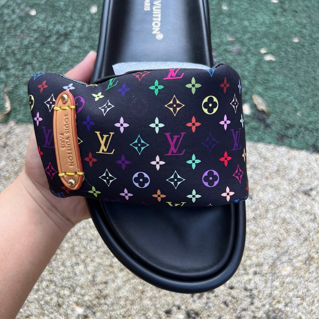 Louis Vuitton Pool Pillow Flat Mule Monogram Rainbow Black - Image 5