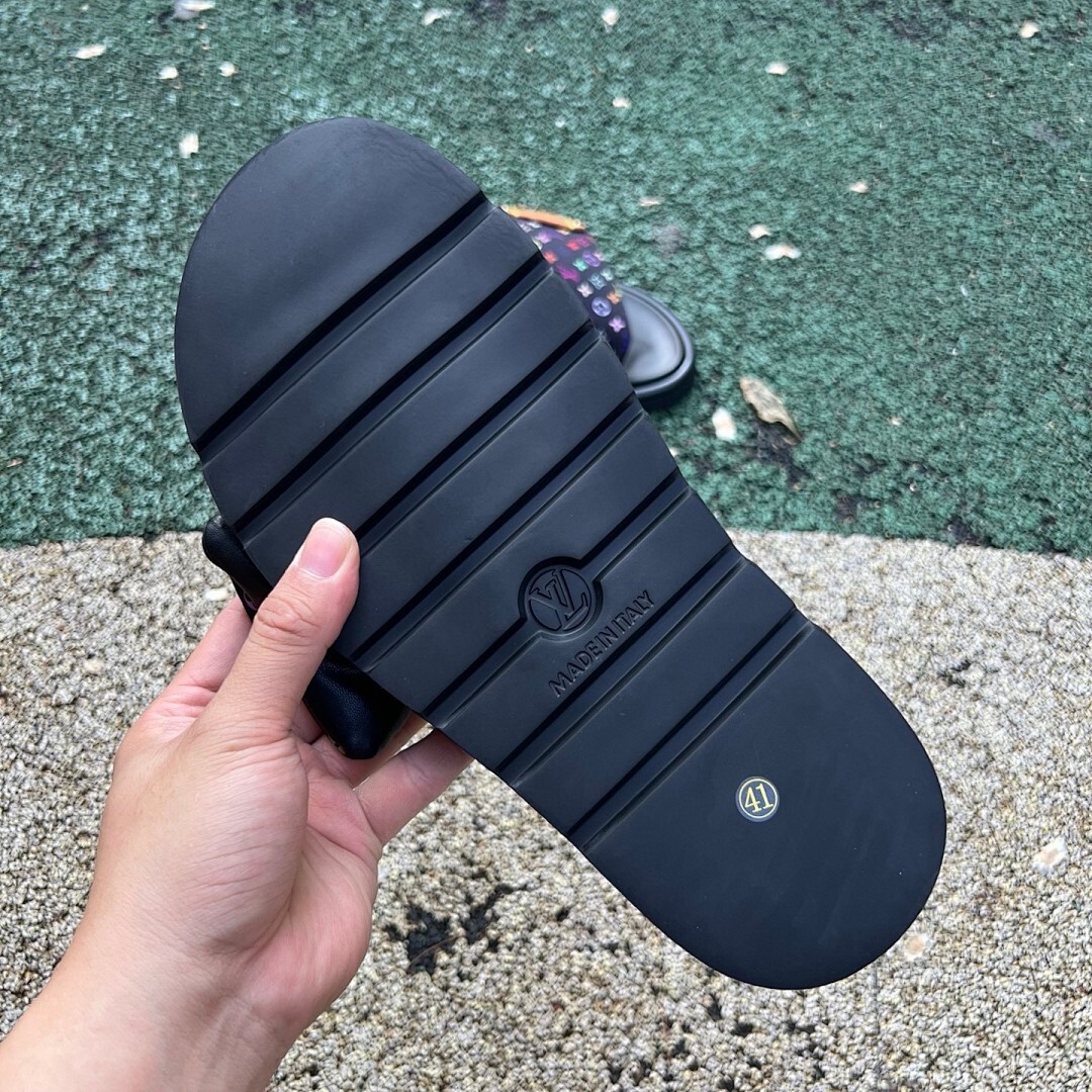 Louis Vuitton Pool Pillow Flat Mule Monogram Rainbow Black - Image 6