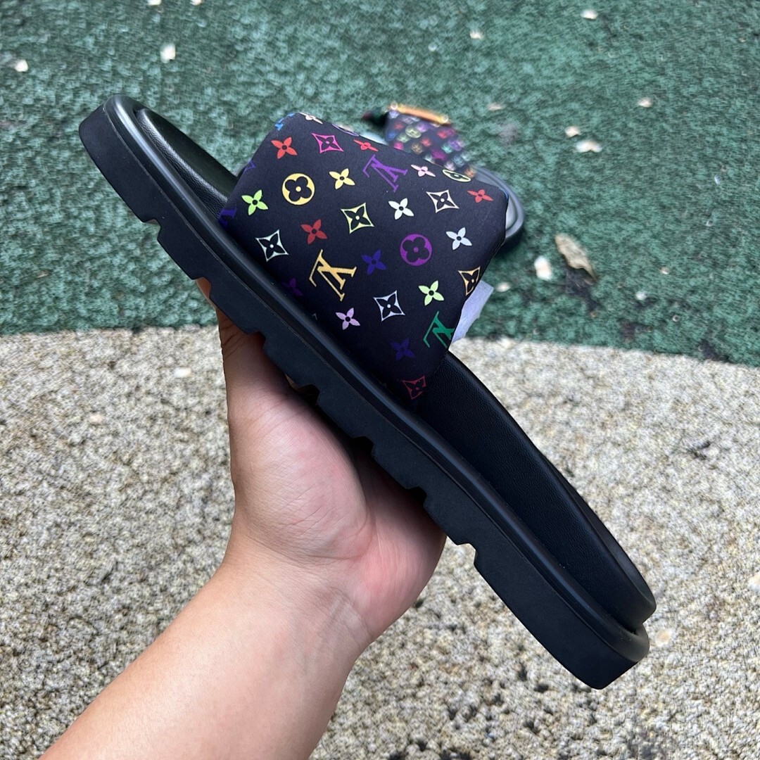 Louis Vuitton Pool Pillow Flat Mule Monogram Rainbow Black - Image 7