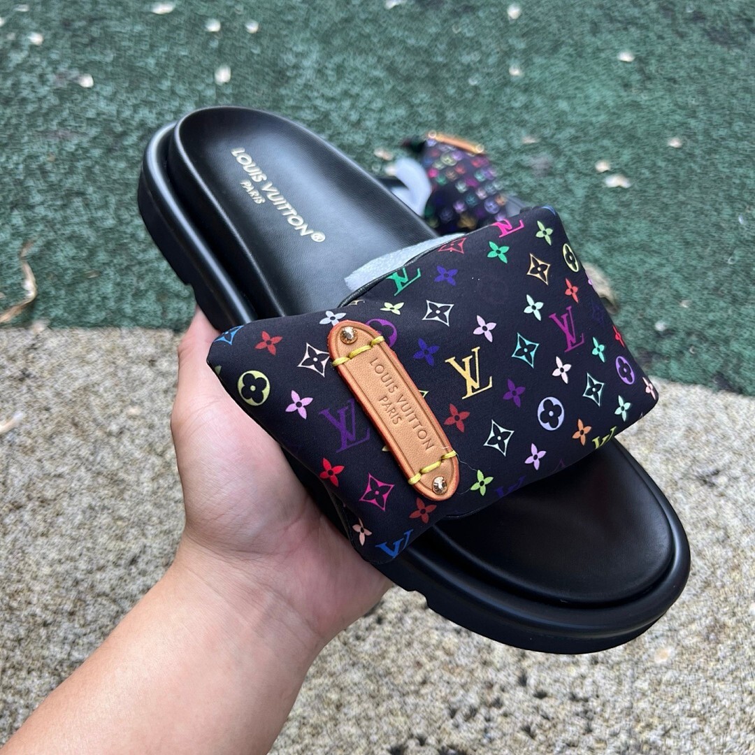 Louis Vuitton Pool Pillow Flat Mule Monogram Rainbow Black - Image 9