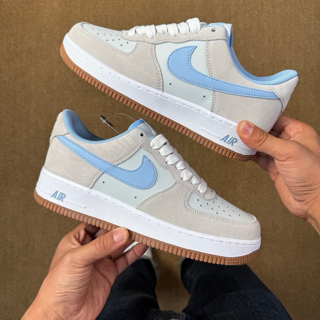 Nike Air Force 1 '07 LV8 Light Bone University Blue Gum Light Brown DX2650-001 - Image 6