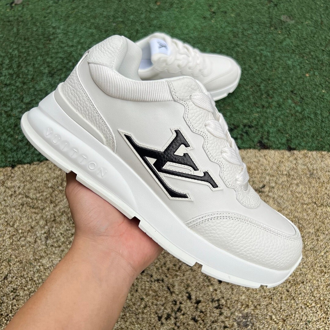 Louis Vuitton LV Runner Sneaker White Leather Black LV Monogram - Image 9