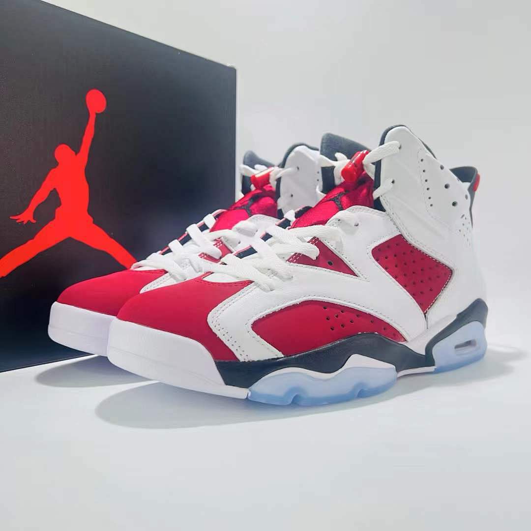 Air Jordan 6 Retro Carmine White Red Black Icy Sole Sneakers CT8529-106 Men's Basketball Shoes