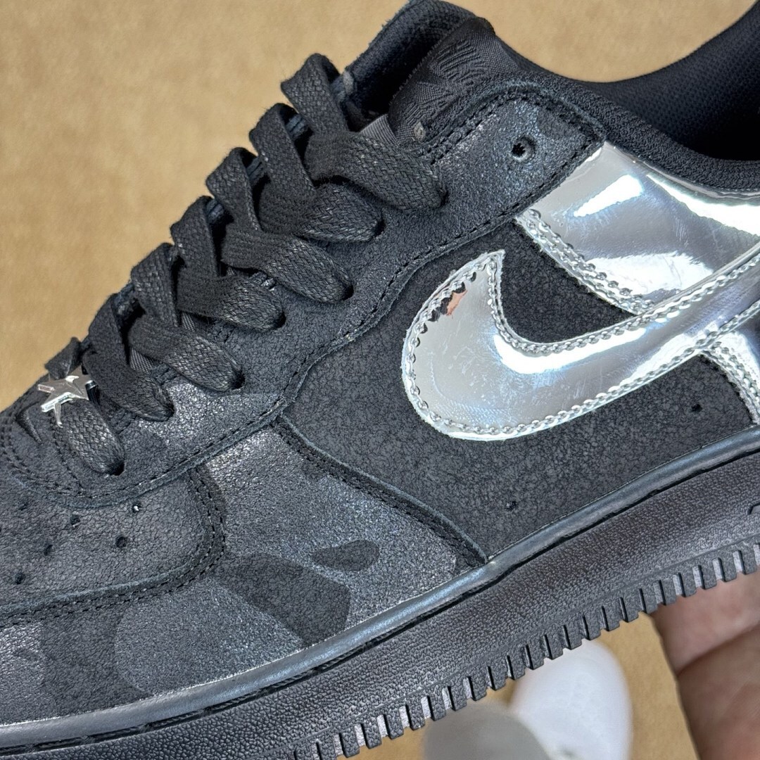 Nike Air Force 1 Low Black Metallic Silver CV1724-001 - Image 5