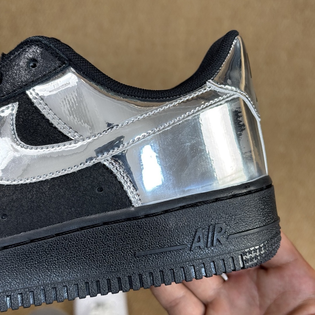 Nike Air Force 1 Low Black Metallic Silver CV1724-001 - Image 6