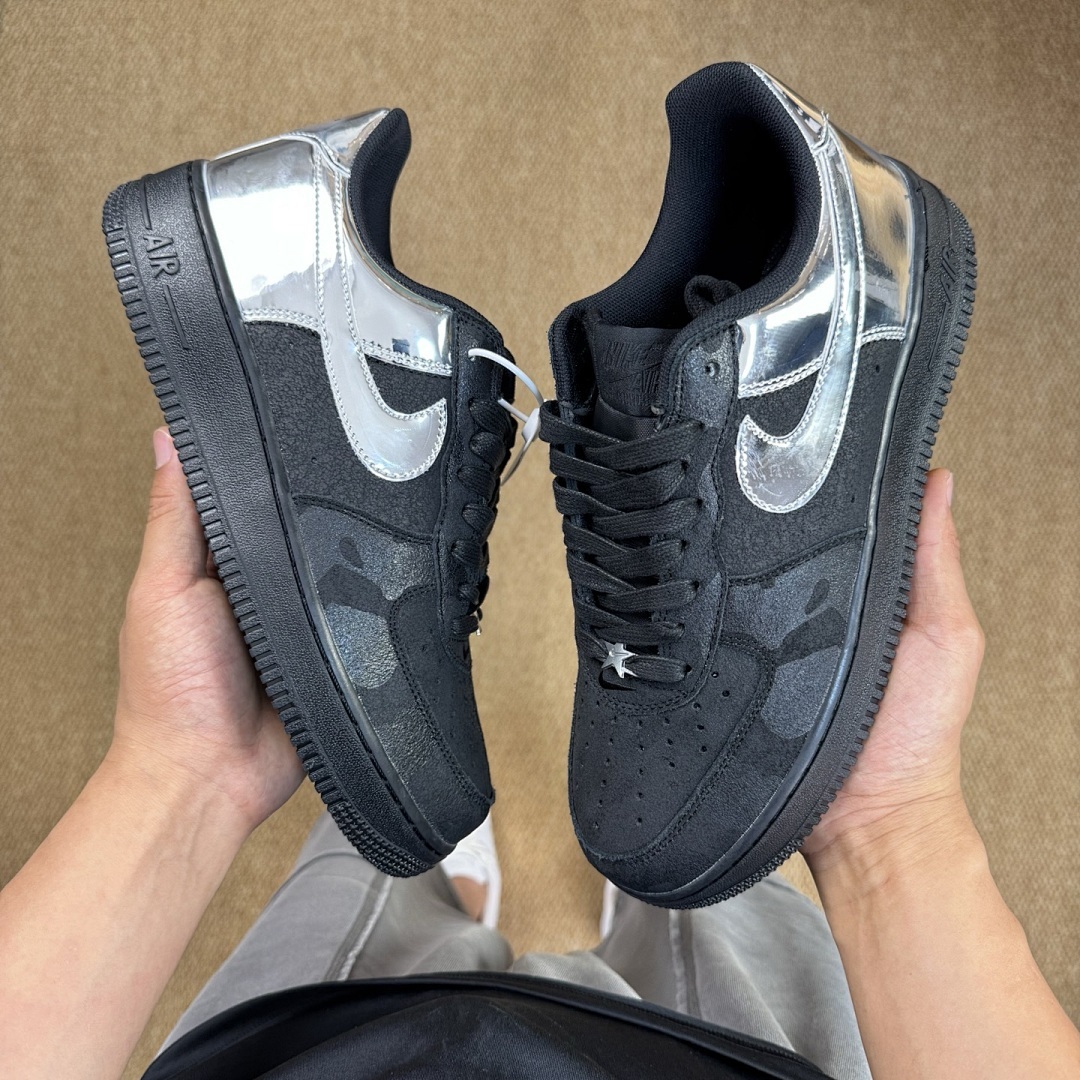 Nike Air Force 1 Low Black Metallic Silver CV1724-001 - Image 8