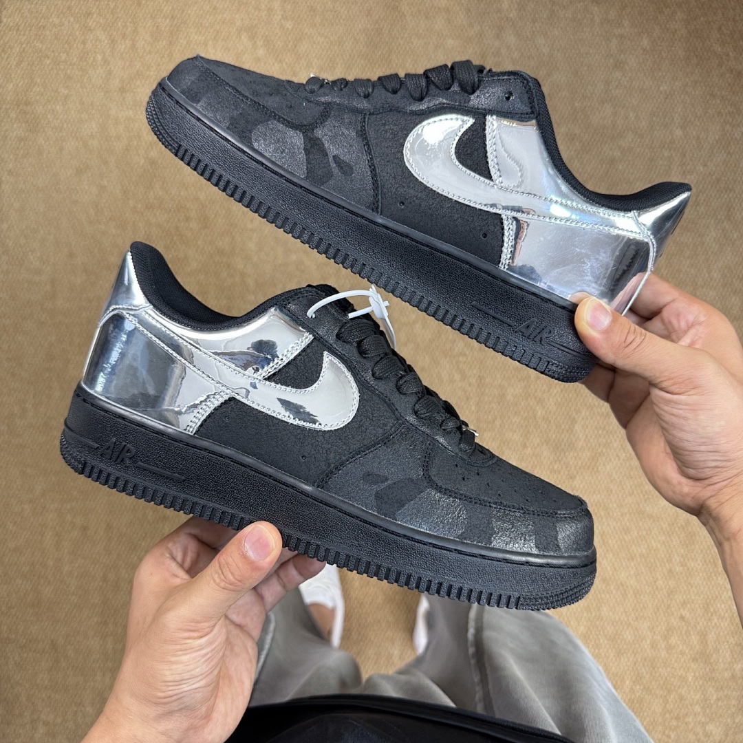 Nike Air Force 1 Low Black Metallic Silver CV1724-001 - Image 9