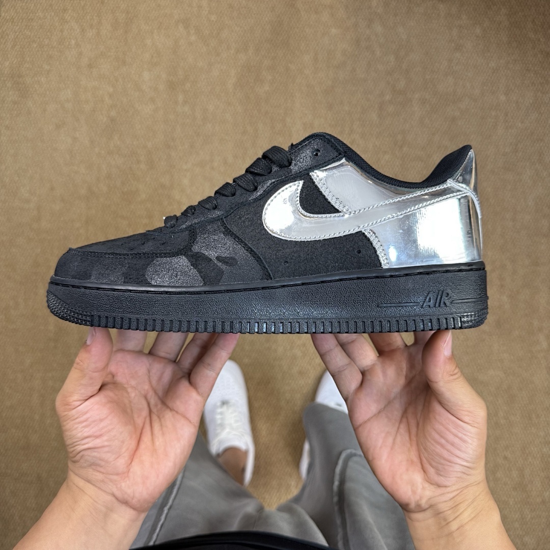Nike Air Force 1 Low Black Metallic Silver CV1724-001 - Image 10