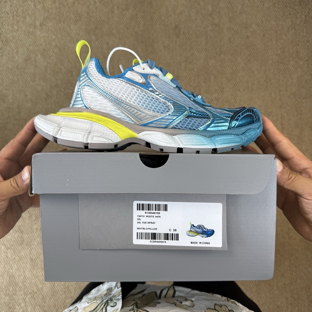 Balenciaga 3XL Trainer Blue / Fluo Yellow - Image 3
