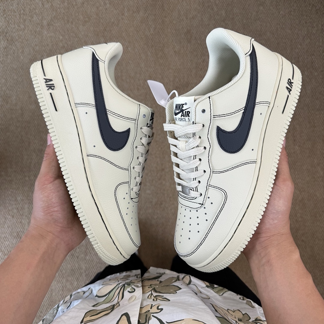 Nike Air Force 1 '07 LV8 Contrast Stitch Sail Black CV1724-100 - Image 8