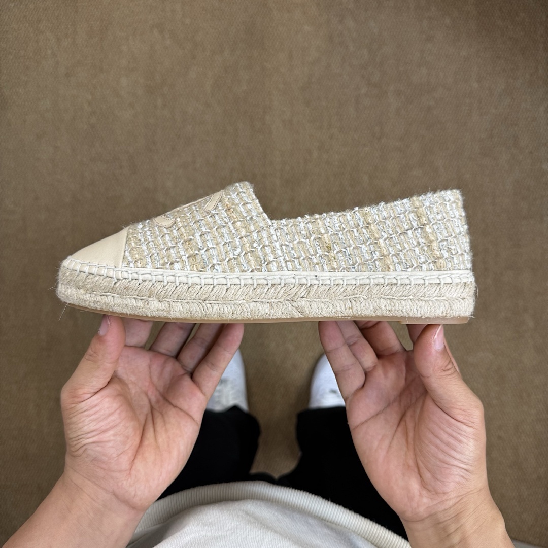 Chanel Espadrilles Tweed & Lambskin Ecru & Beige G37482 Y55325 K2976