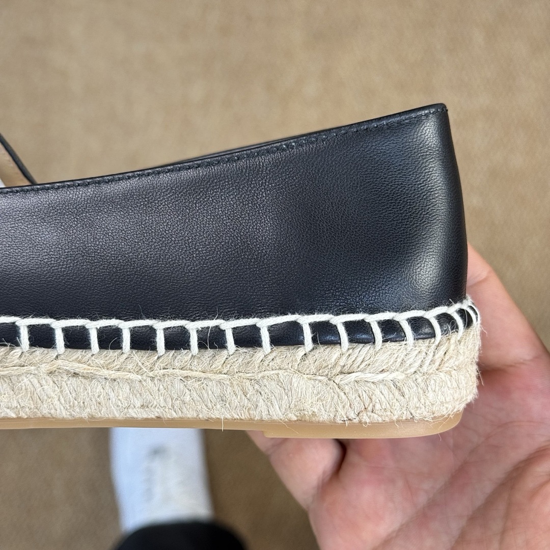 Chanel Black Leather CC Logo Espadrilles - Image 5