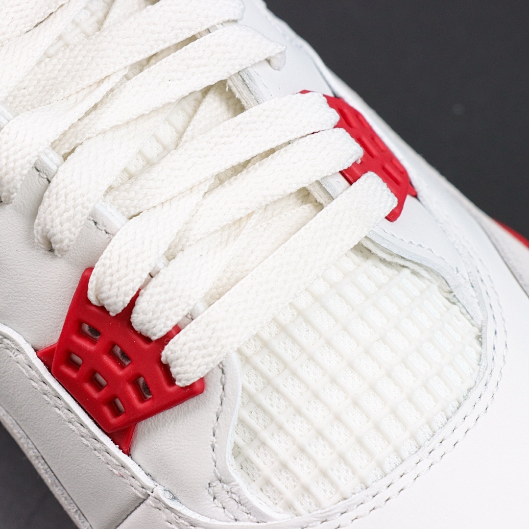 Air Jordan 4 Retro White Fire Red Light Grey Suede Gum - Image 5