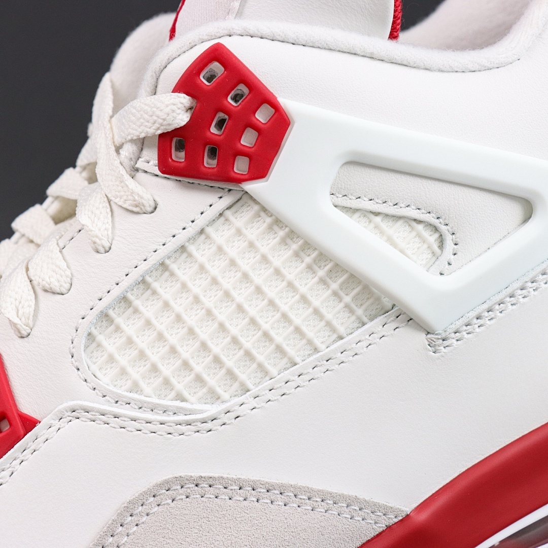 Air Jordan 4 Retro White Fire Red Light Grey Suede Gum - Image 8