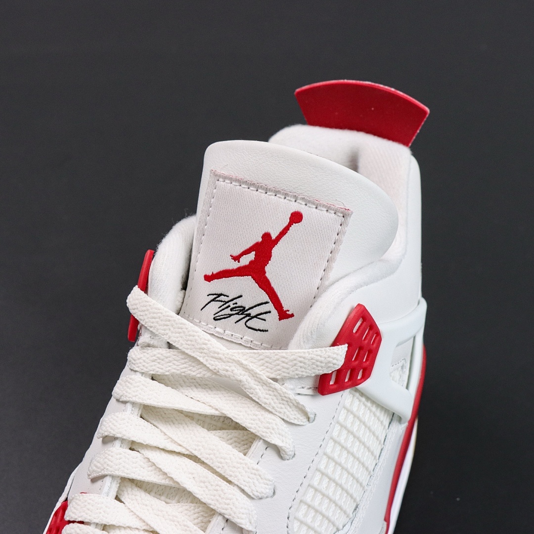 Air Jordan 4 Retro White Fire Red Light Grey Suede Gum - Image 9