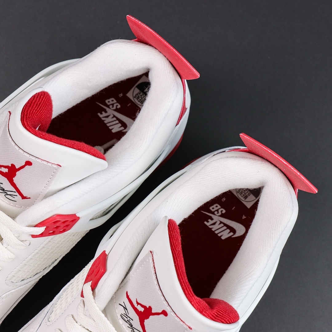 Air Jordan 4 Retro White Fire Red Light Grey Suede Gum - Image 12