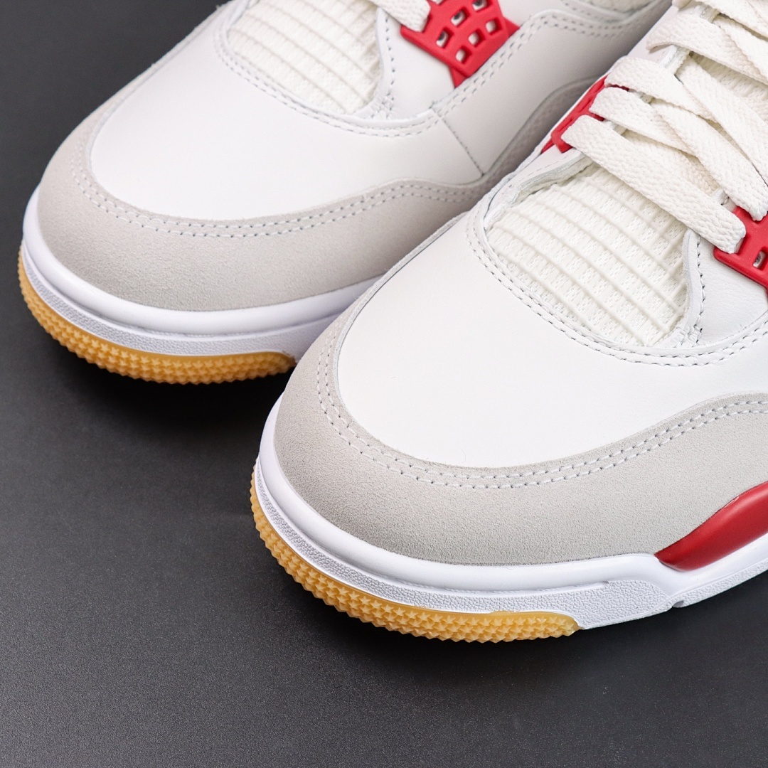 Air Jordan 4 Retro White Fire Red Light Grey Suede Gum - Image 13