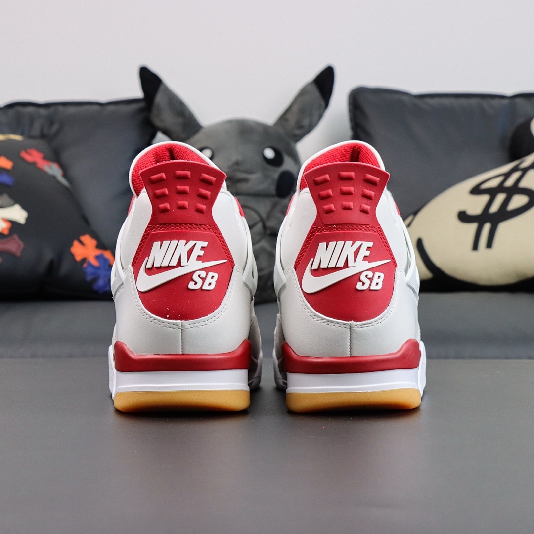 Air Jordan 4 Retro White Fire Red Light Grey Suede Gum - Image 18