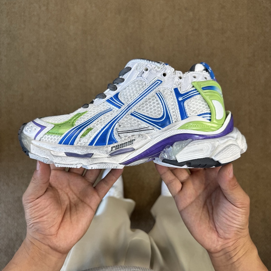 Balenciaga Runner Sneaker White Blue Green Purple 677403 W3RB1 9016