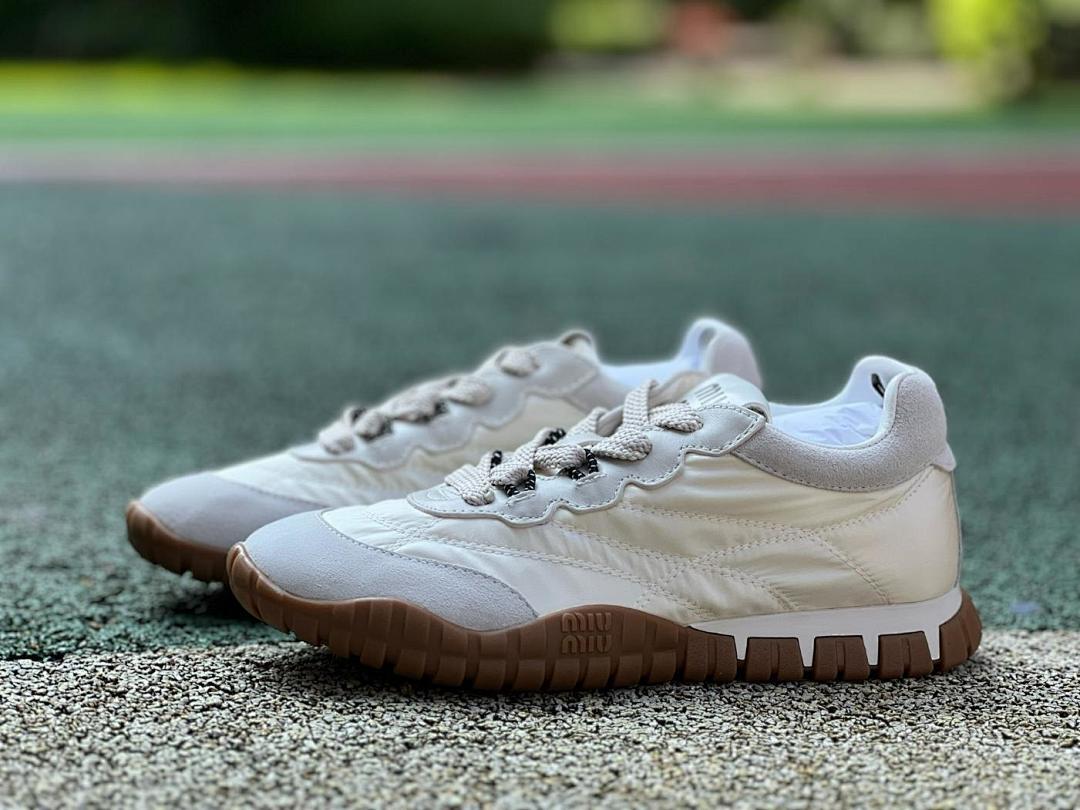 Miu Miu Nylon and Suede Chunky Sole Trainers