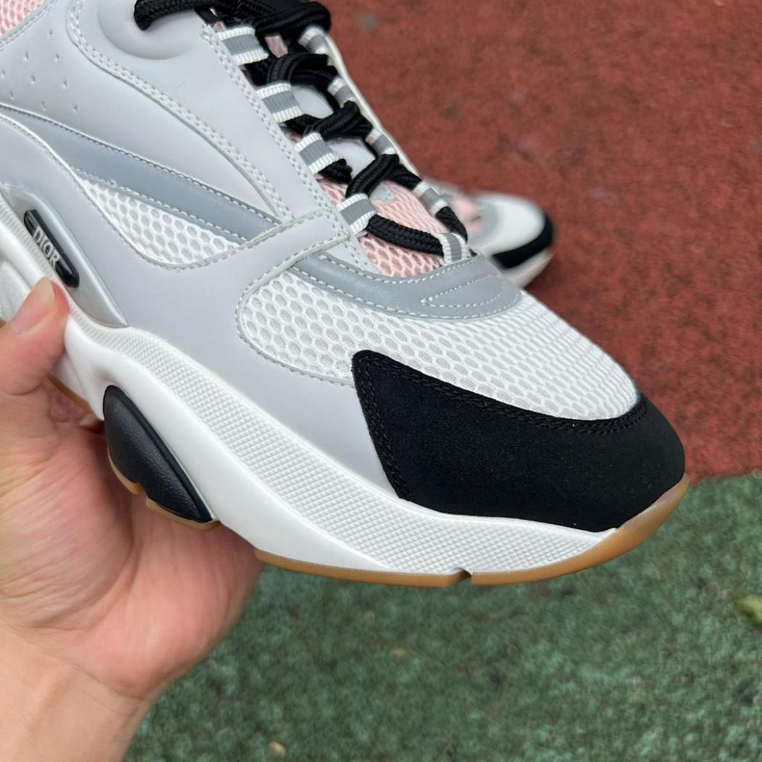 Dior B22 Sneaker White, Black and Pink Technical Mesh and Calfskin 3SN225YRP_H065 - Image 3