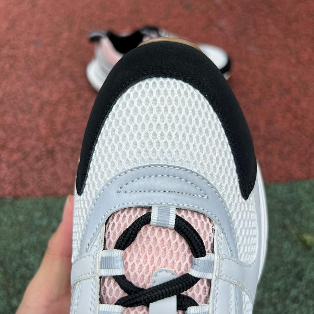 Dior B22 Sneaker White, Black and Pink Technical Mesh and Calfskin 3SN225YRP_H065 - Image 4