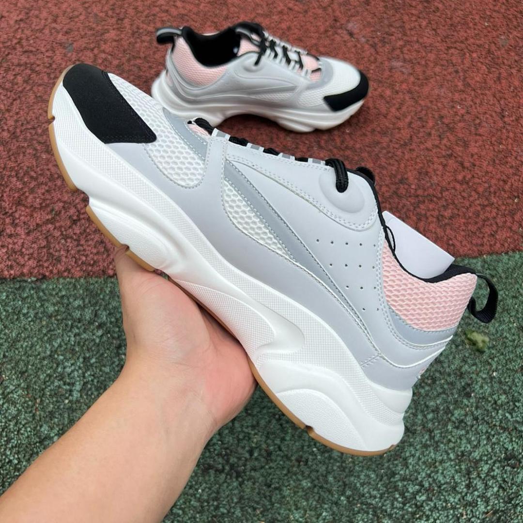 Dior B22 Sneaker White, Black and Pink Technical Mesh and Calfskin 3SN225YRP_H065 - Image 7