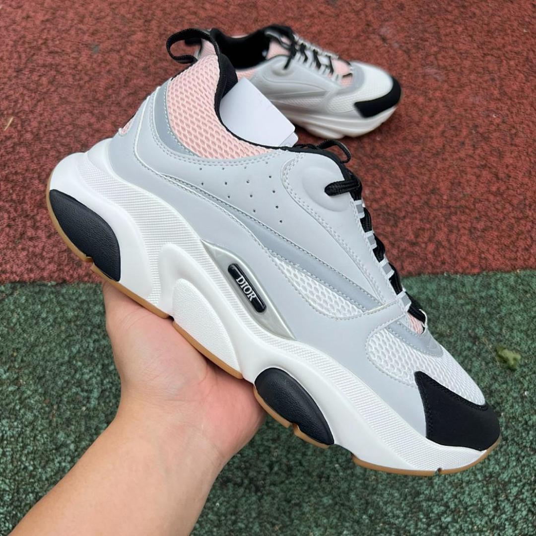 Dior B22 Sneaker White, Black and Pink Technical Mesh and Calfskin 3SN225YRP_H065 - Image 9