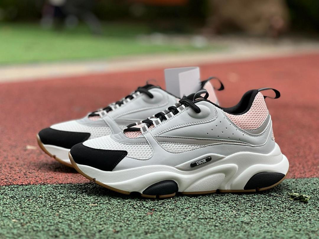 Dior B22 Sneaker White, Black and Pink Technical Mesh and Calfskin 3SN225YRP_H065 - Image 10