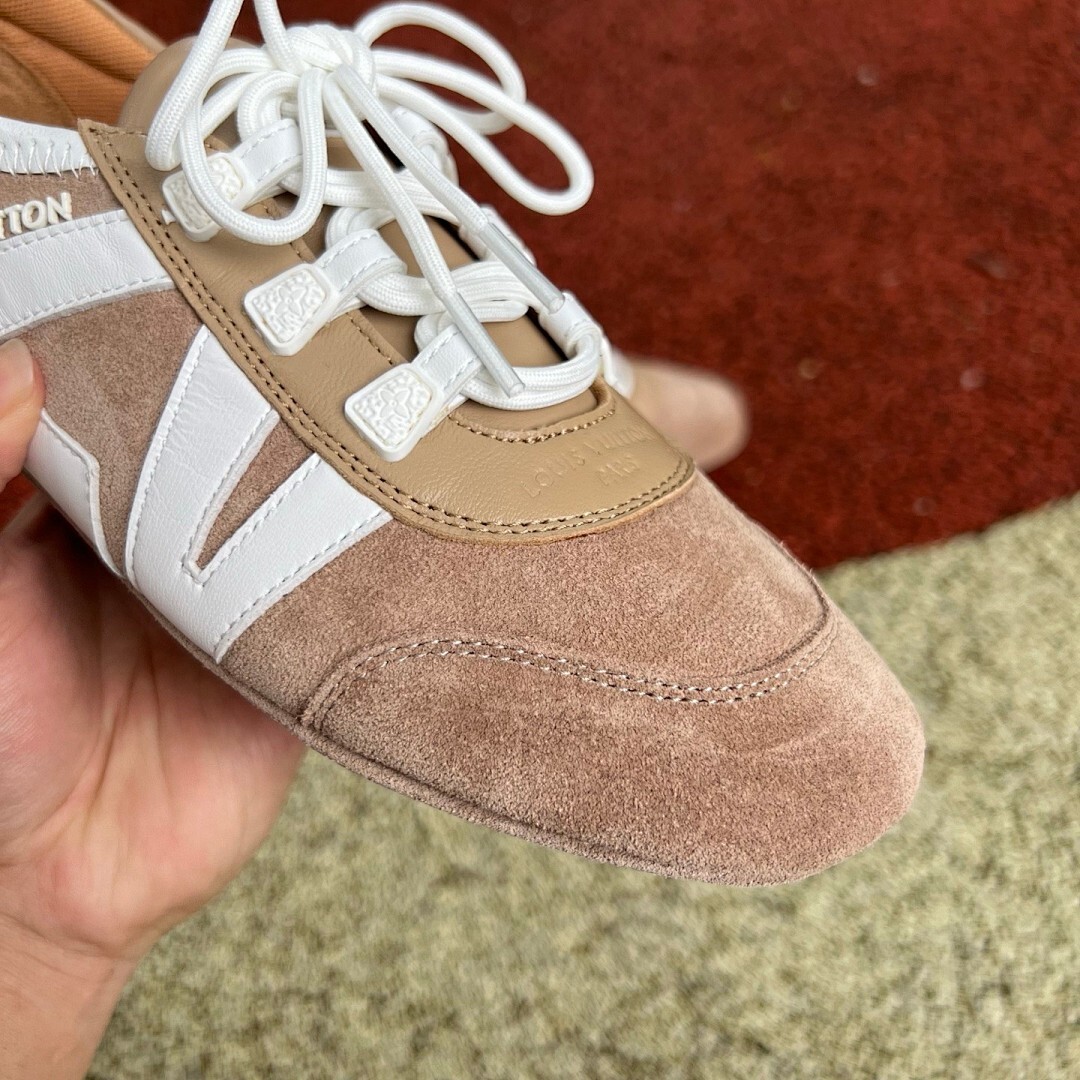 Louis Vuitton Run Away Sneaker Suede and Leather Brown White - Image 3