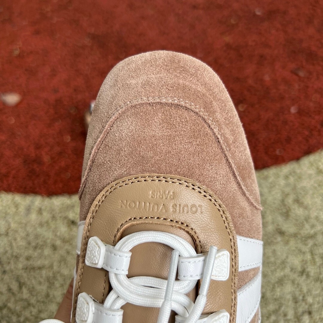 Louis Vuitton Run Away Sneaker Suede and Leather Brown White - Image 4