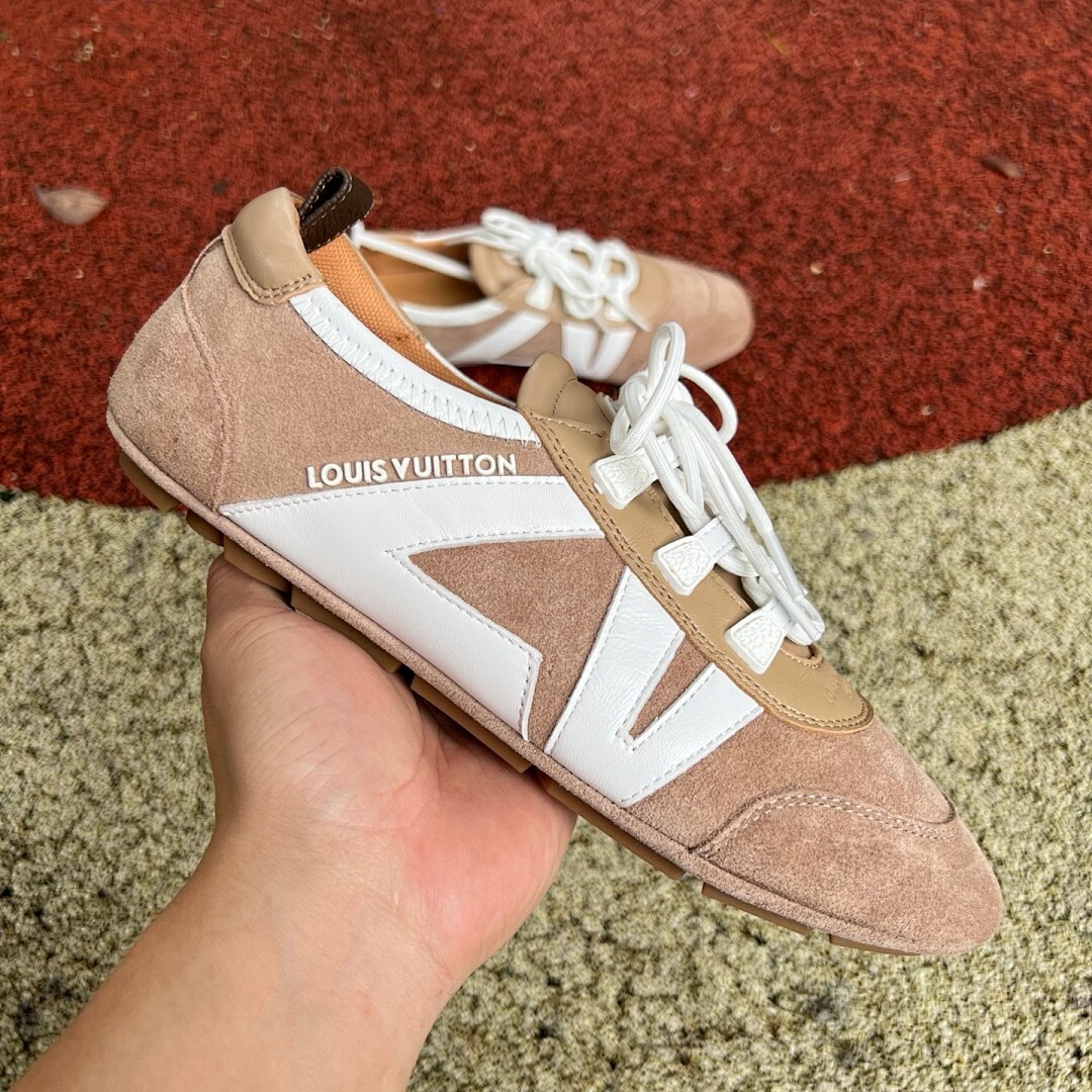 Louis Vuitton Run Away Sneaker Suede and Leather Brown White - Image 9