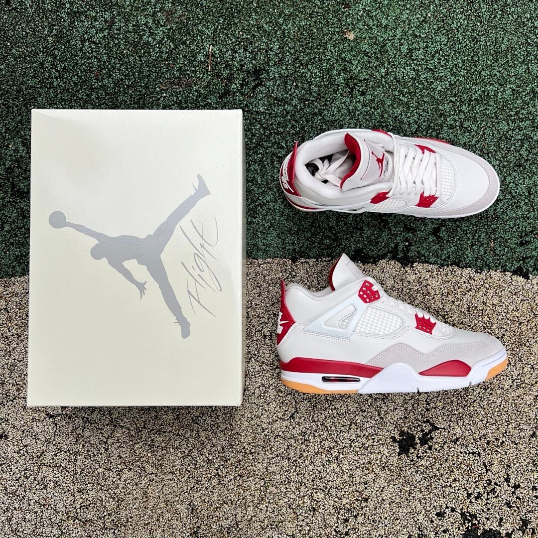 Air Jordan 4 Retro White Fire Red Cement Grey Gum - Image 10