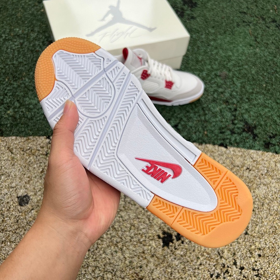 Air Jordan 4 Retro White Fire Red Cement Grey Gum - Image 16
