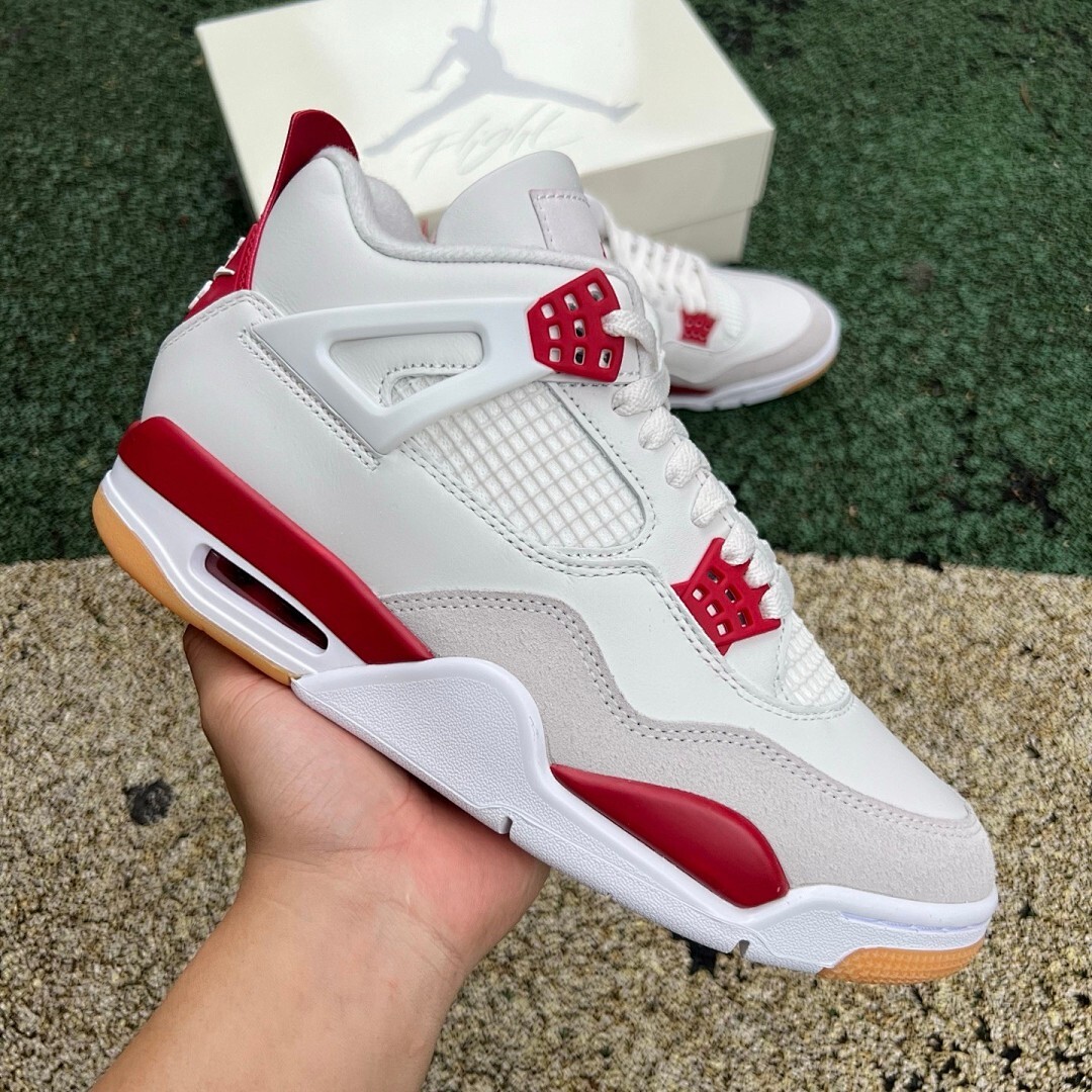 Air Jordan 4 Retro White Fire Red Cement Grey Gum - Image 19
