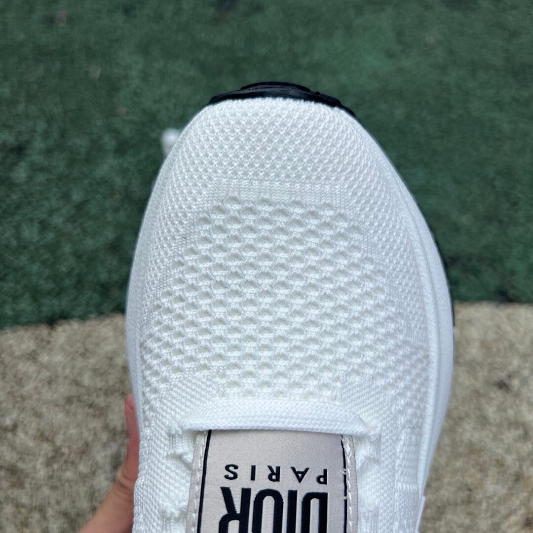 Christian Dior White Knit Low-Top Sneaker with Paris Strap - Image 4