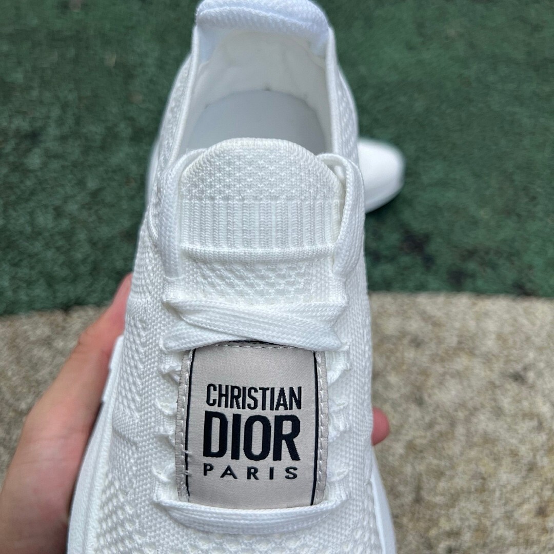 Christian Dior White Knit Low-Top Sneaker with Paris Strap - Image 5